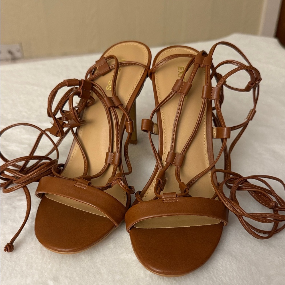 Express Brown Strappy Heels